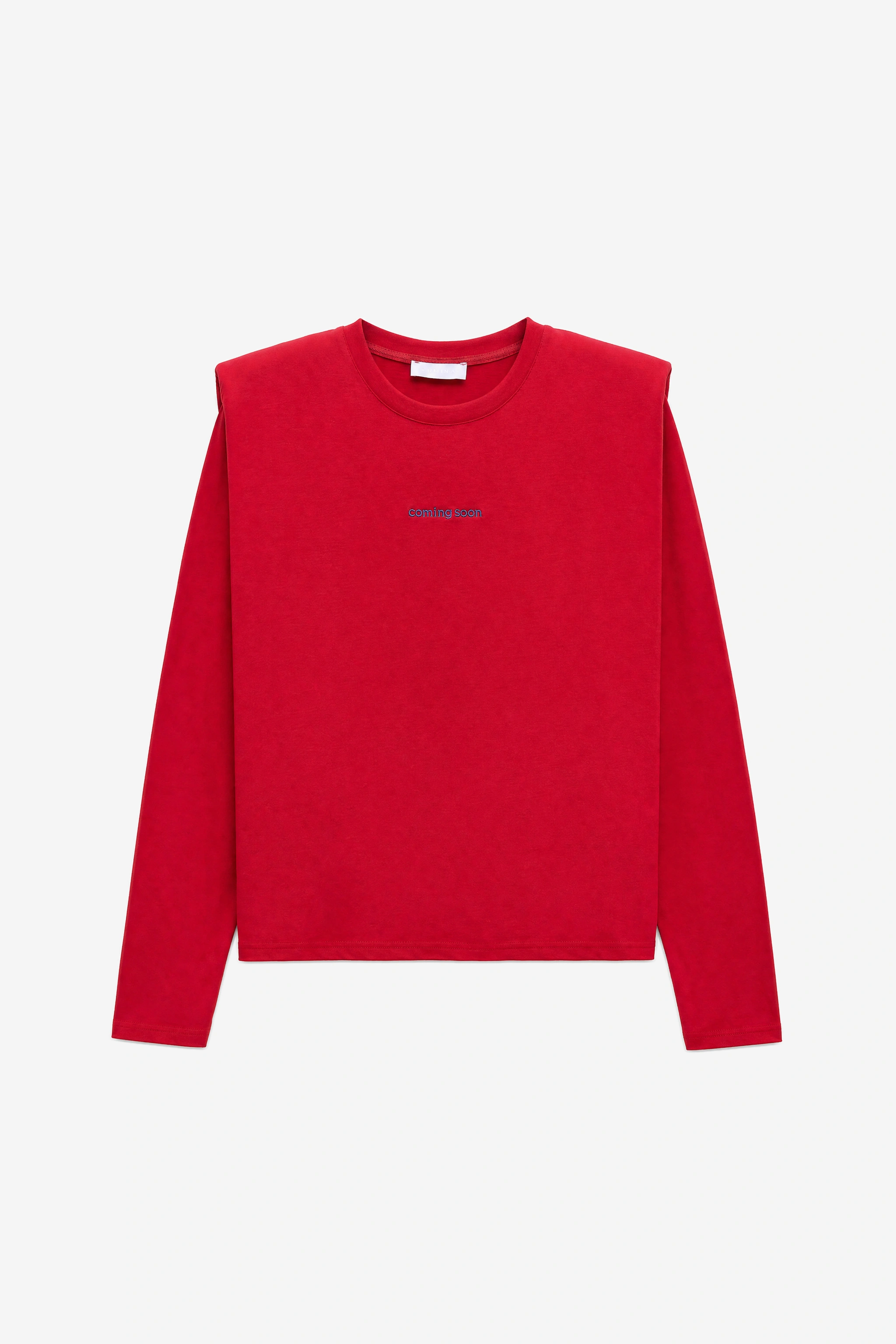 Embroidered Padded-Shoulder Top