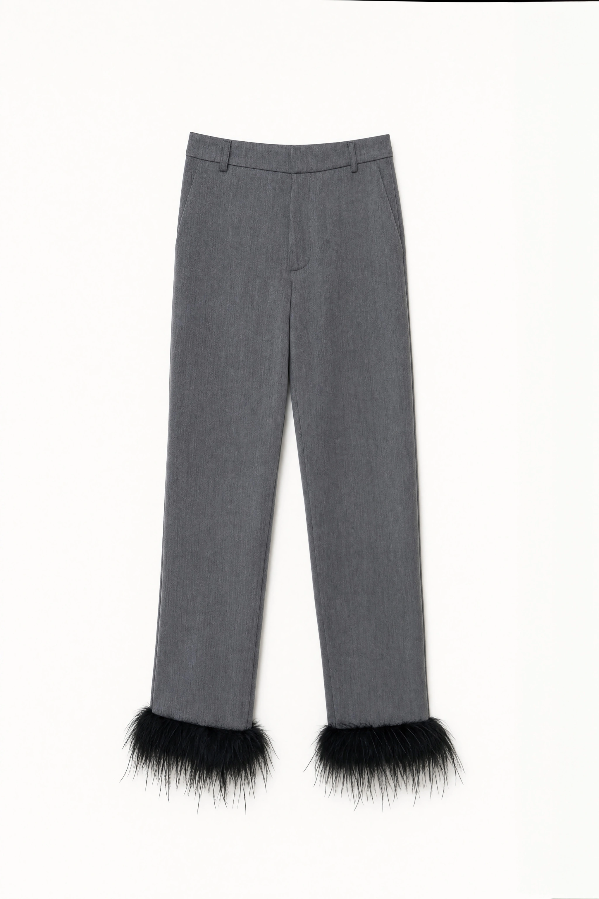 Feather-Trim Tailored Trousers