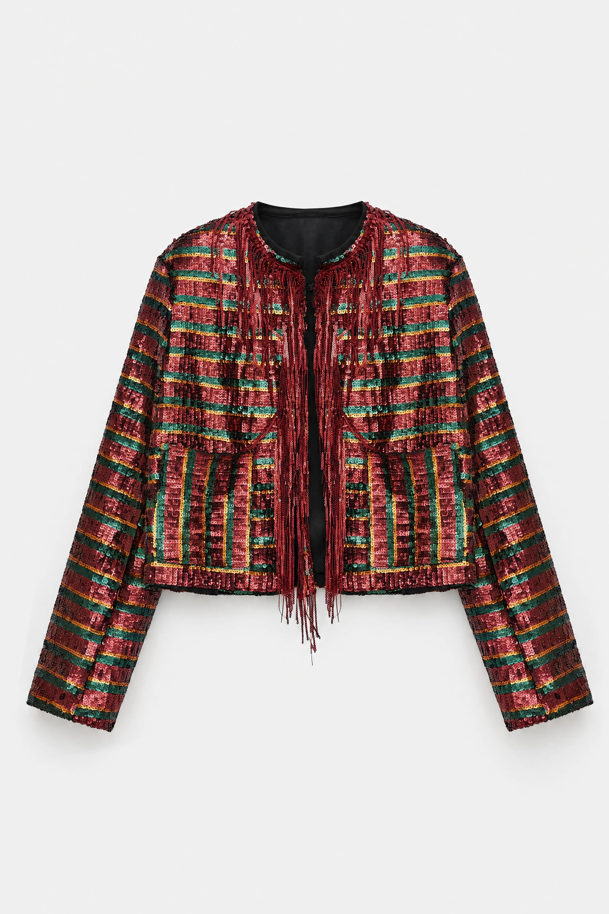 Cropped Striped Sequin Jacket