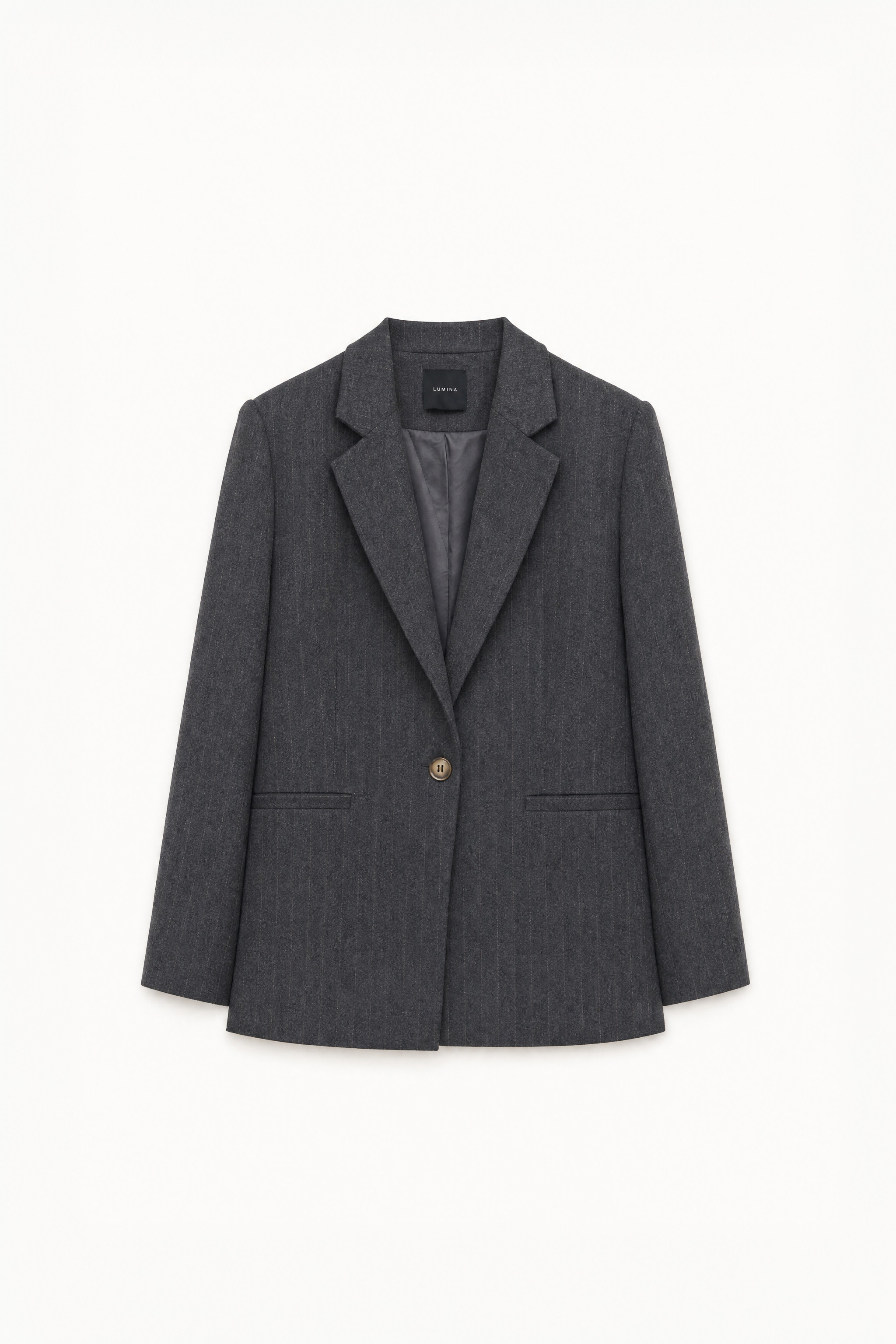 Elongated Pinstripe Blazer