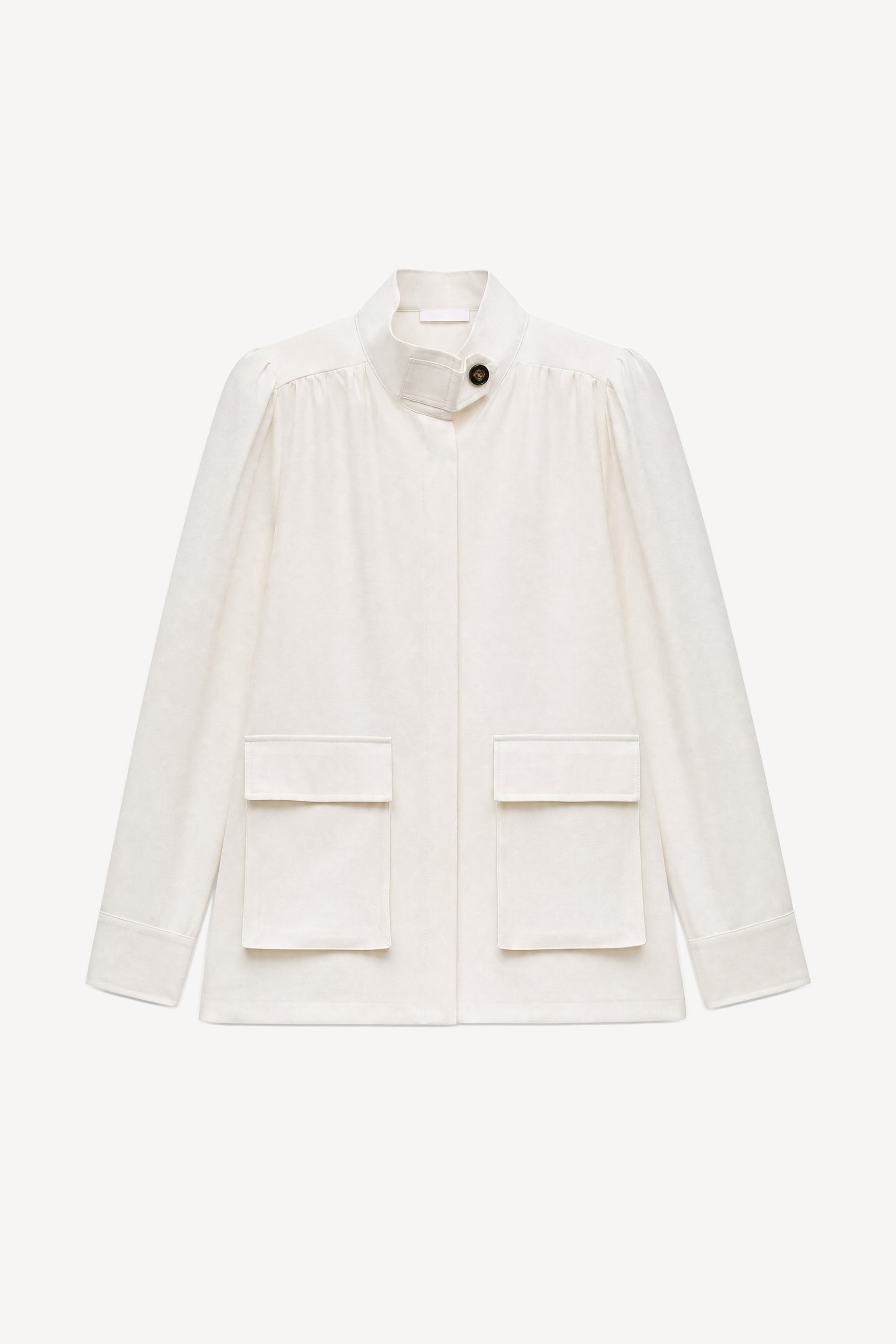 Oversized Stand-Collar Puff Sleeve Jacket