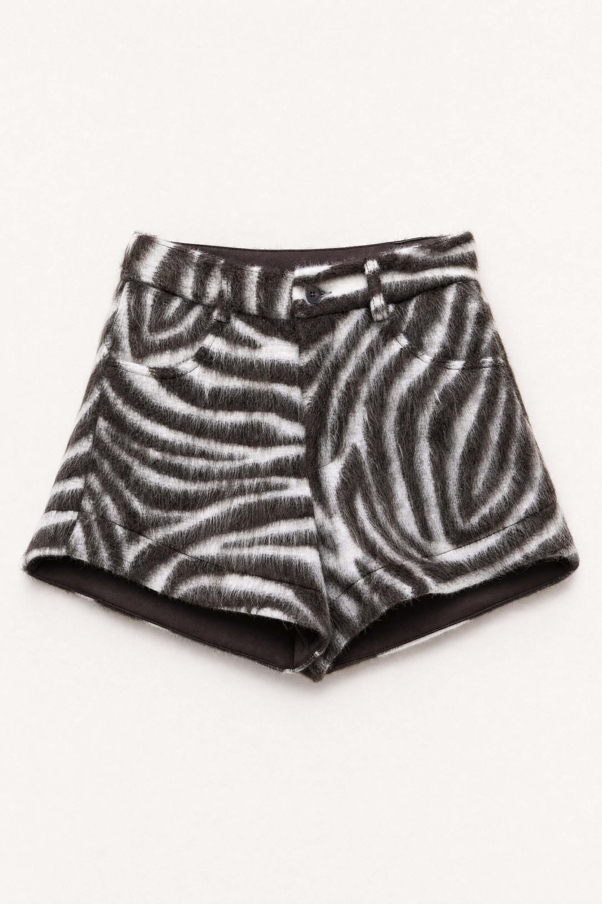 High‑Waist Faux Fur Shorts