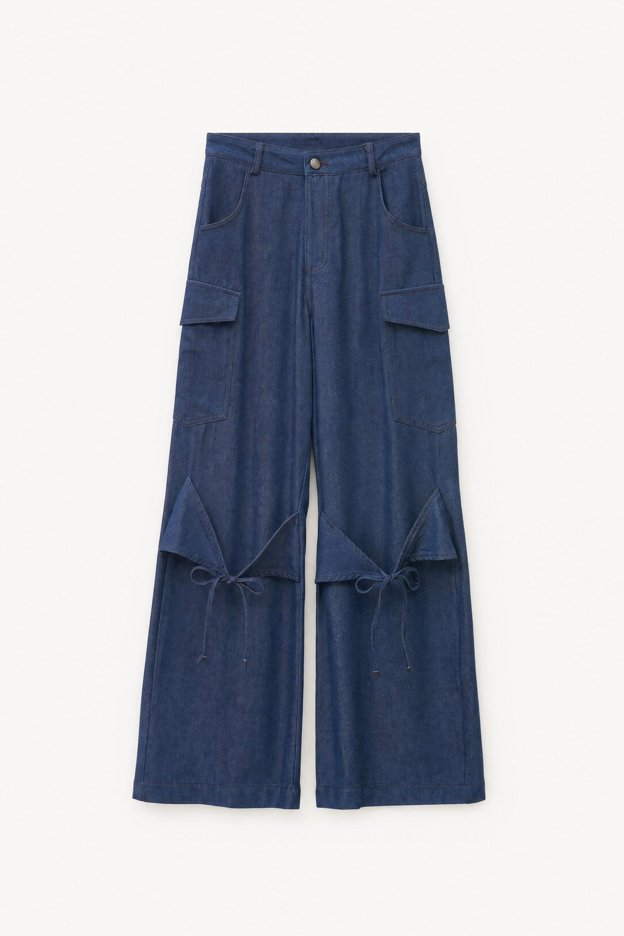 Wide Tie-Waist Cargo Trousers