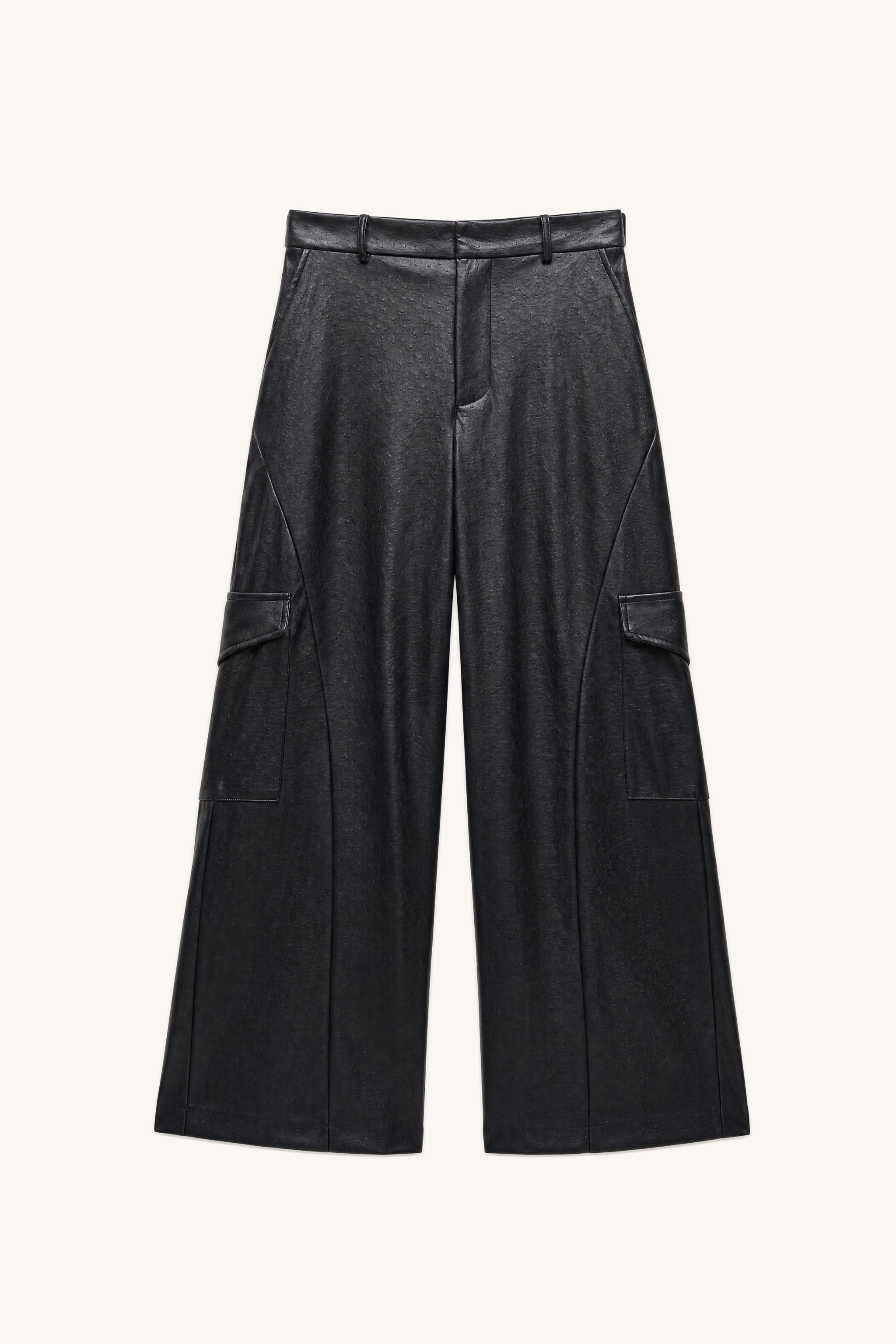 Faux Leather Cargo Trousers