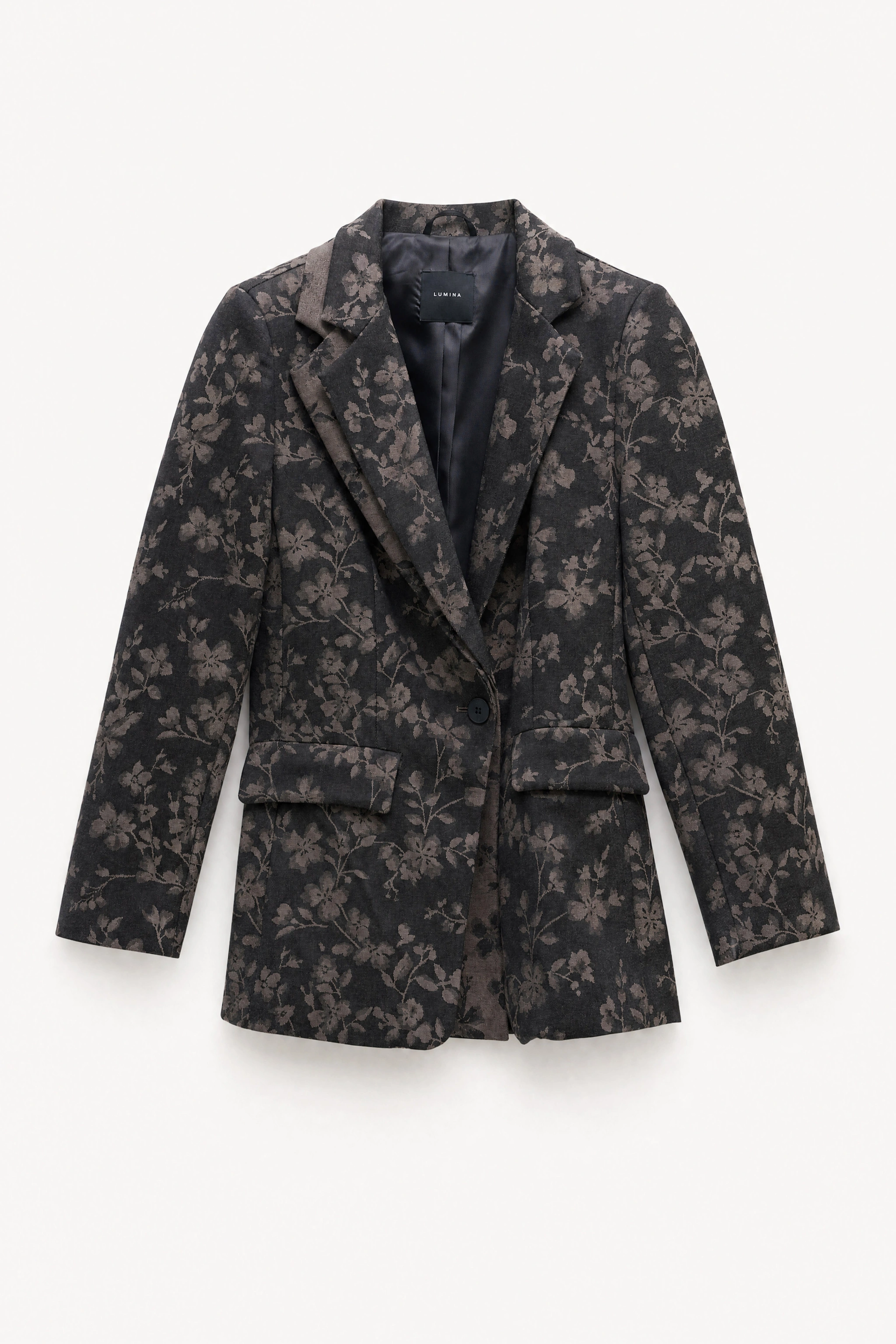 Longline Floral Jacquard Blazer