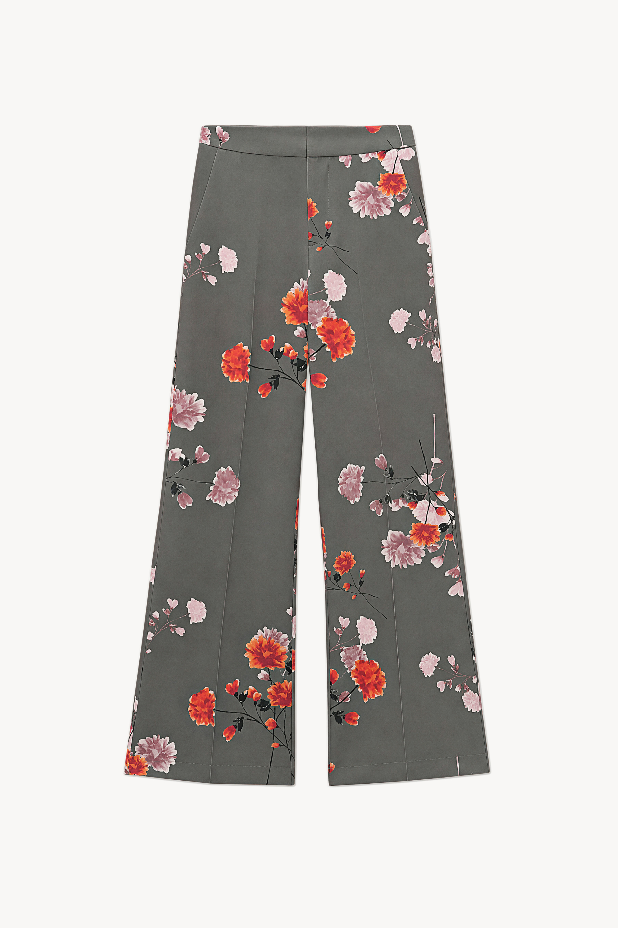 High‑Waist Pleated Flared Trousers
