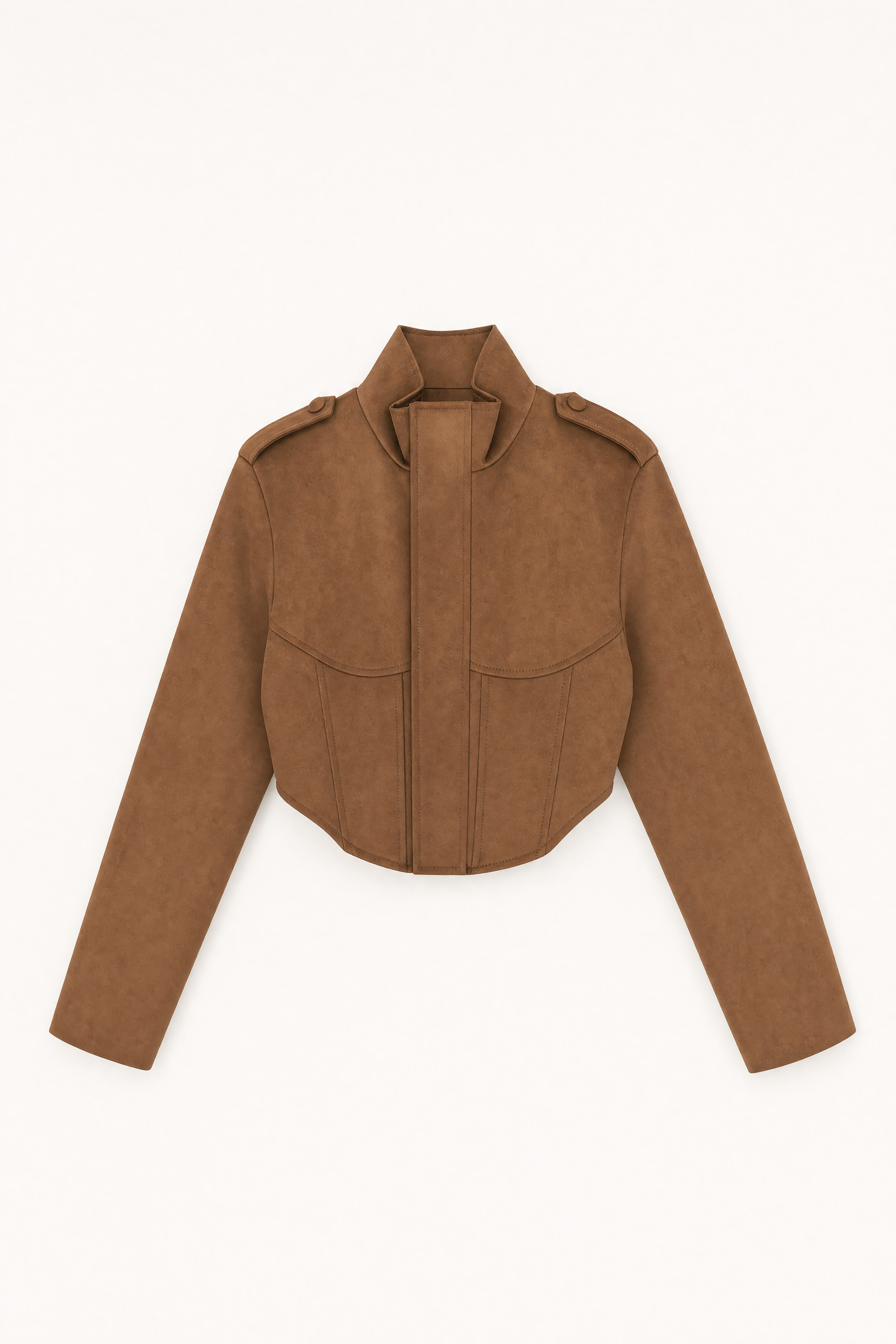 Cropped Jacket with Stand Collar