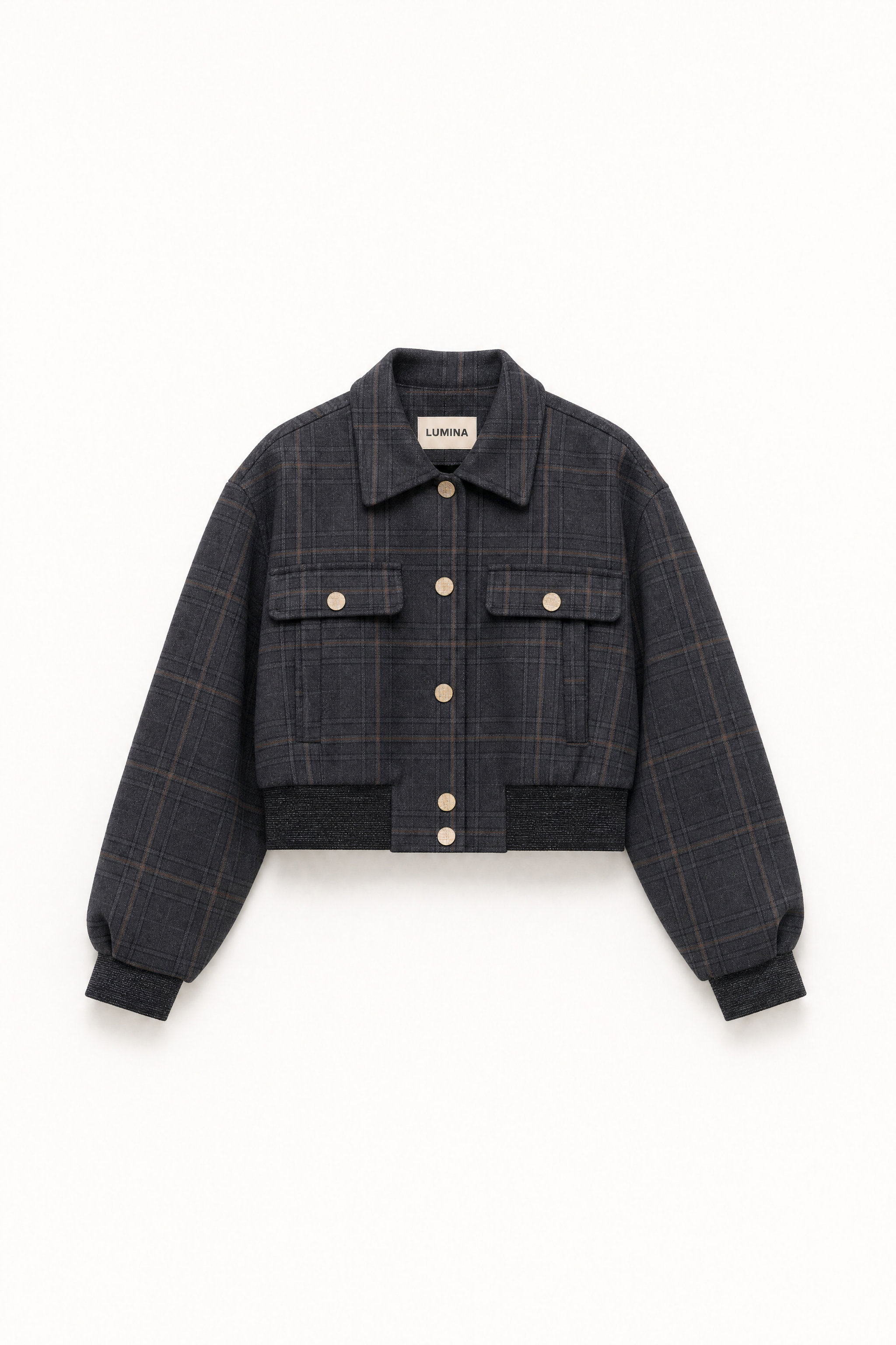 Checked Bomber Jacket