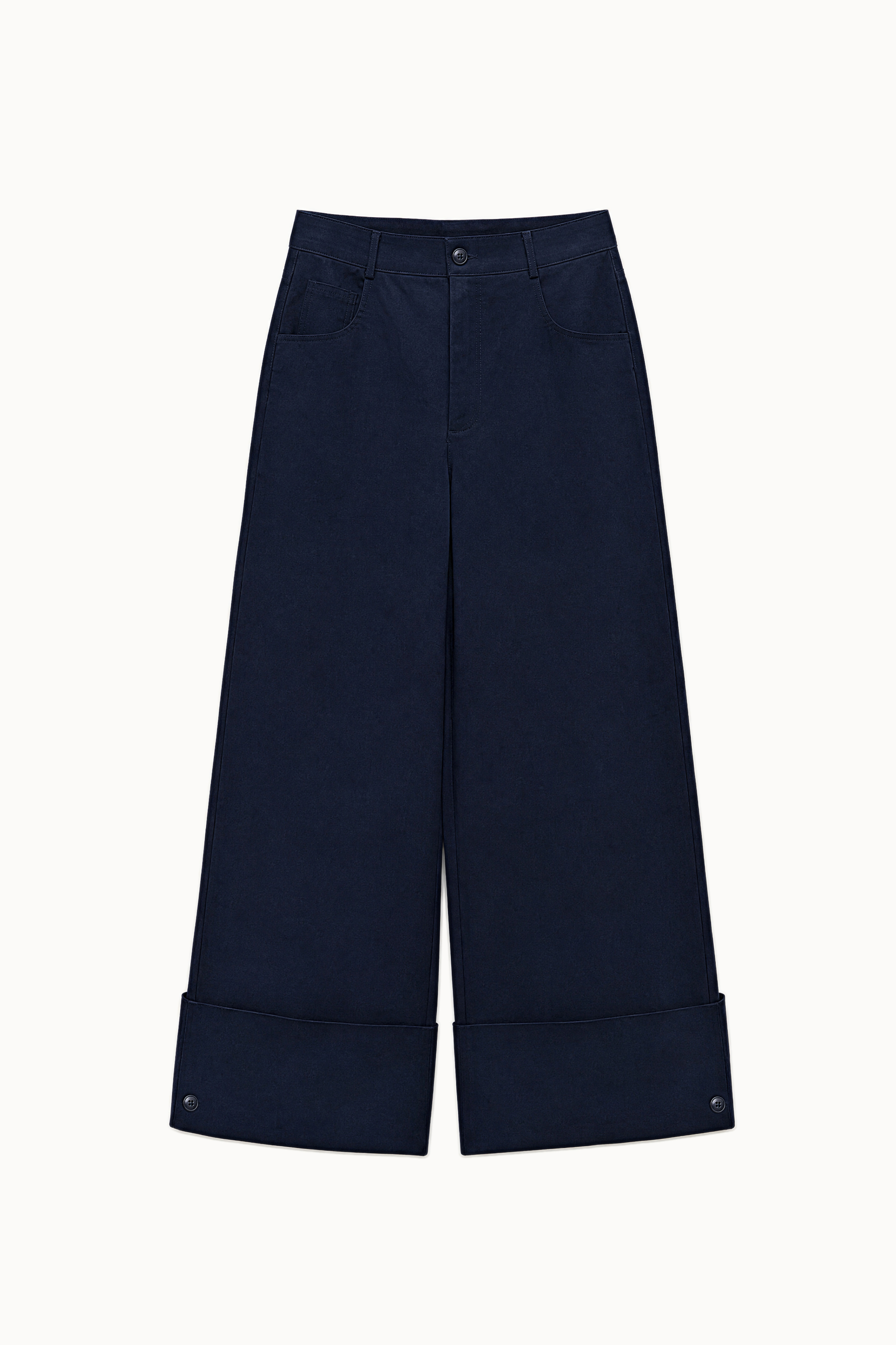 Wide-Leg Cuffed Trousers