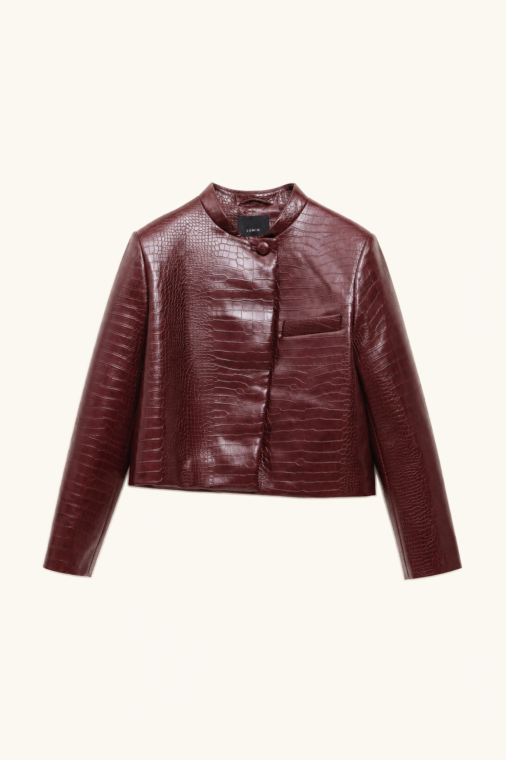 Cropped Faux-Leather Jacket