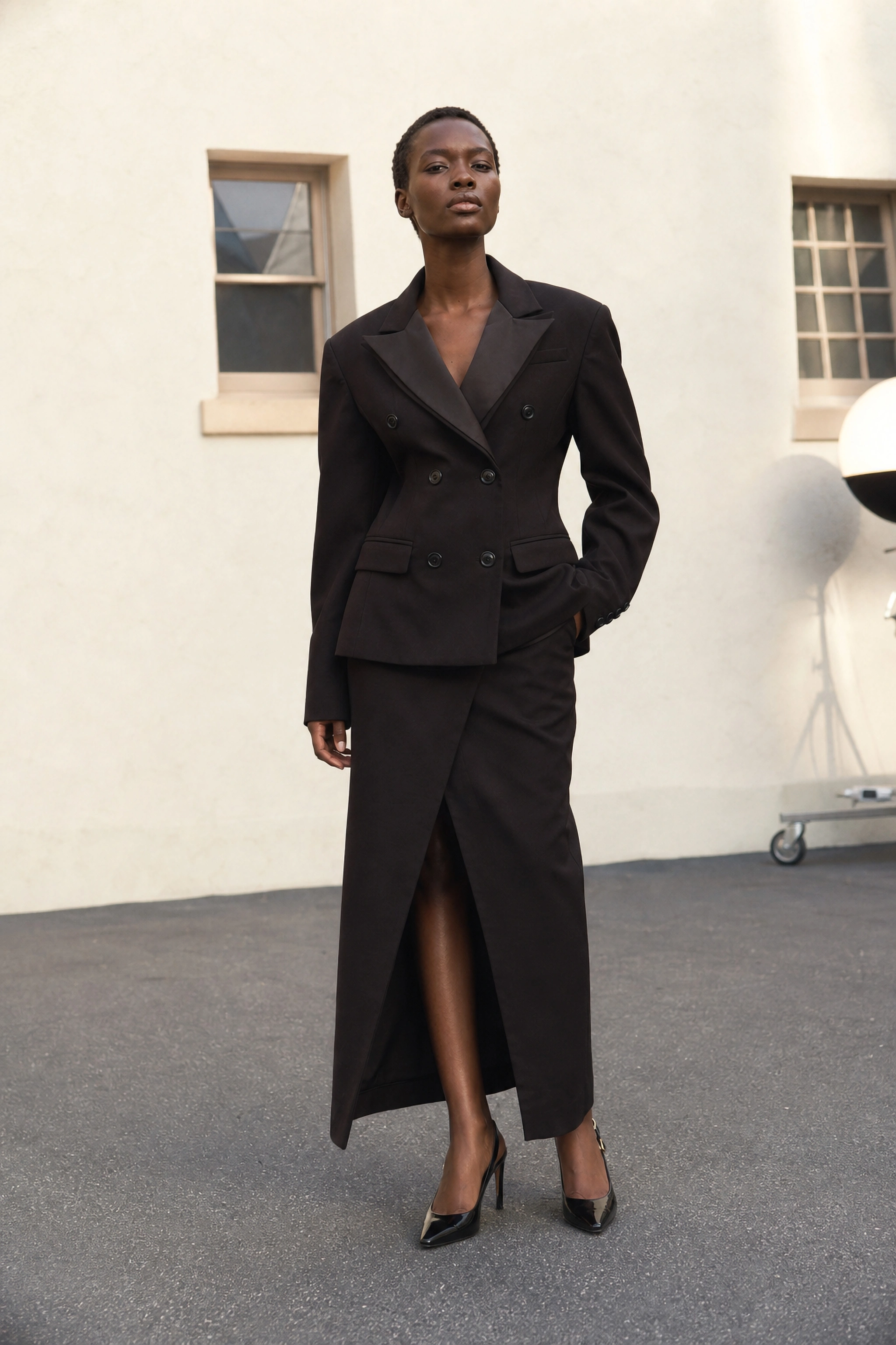 Pencil Midi Skirt with Front Slit