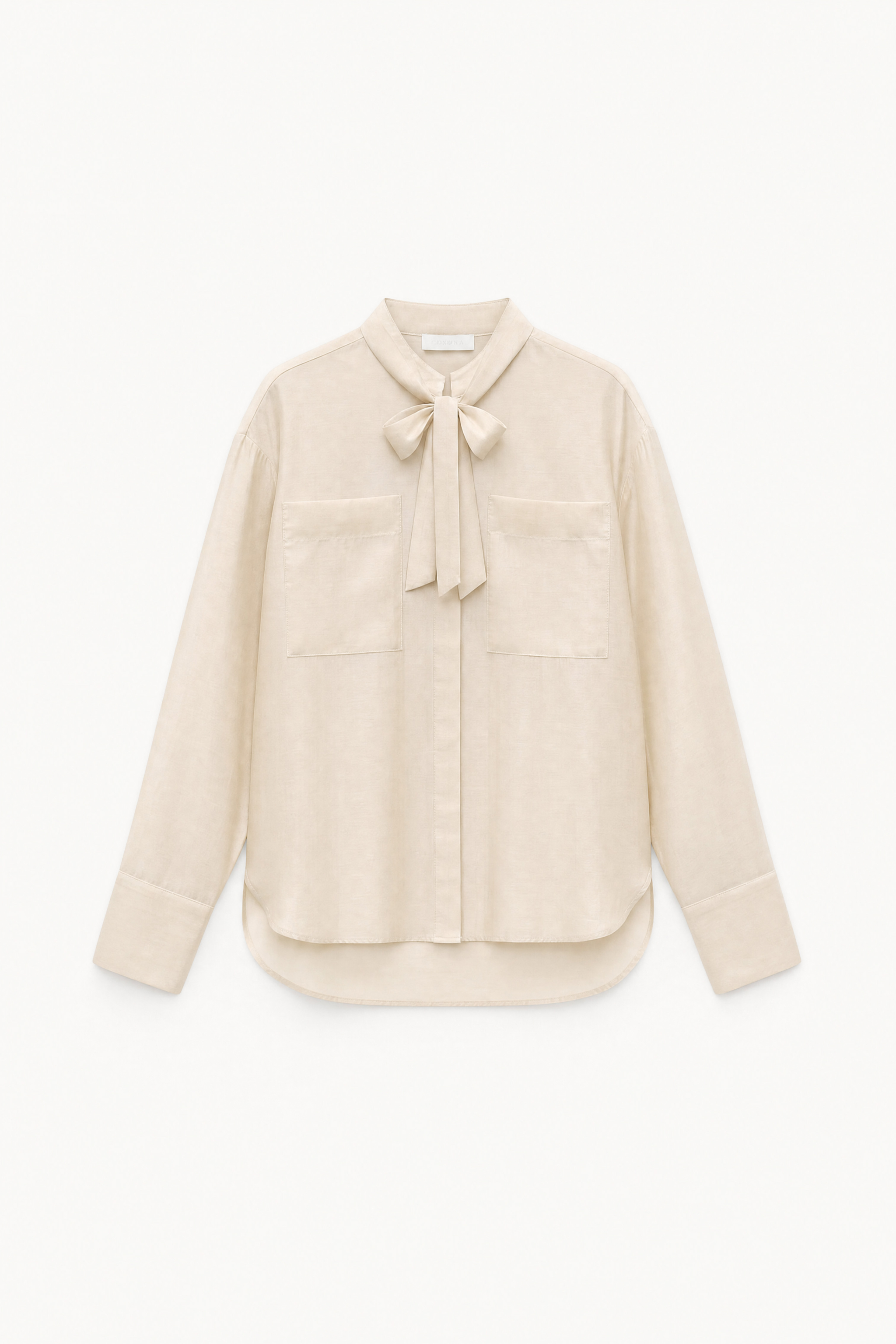 Stand-Collar Shirt with Bow
