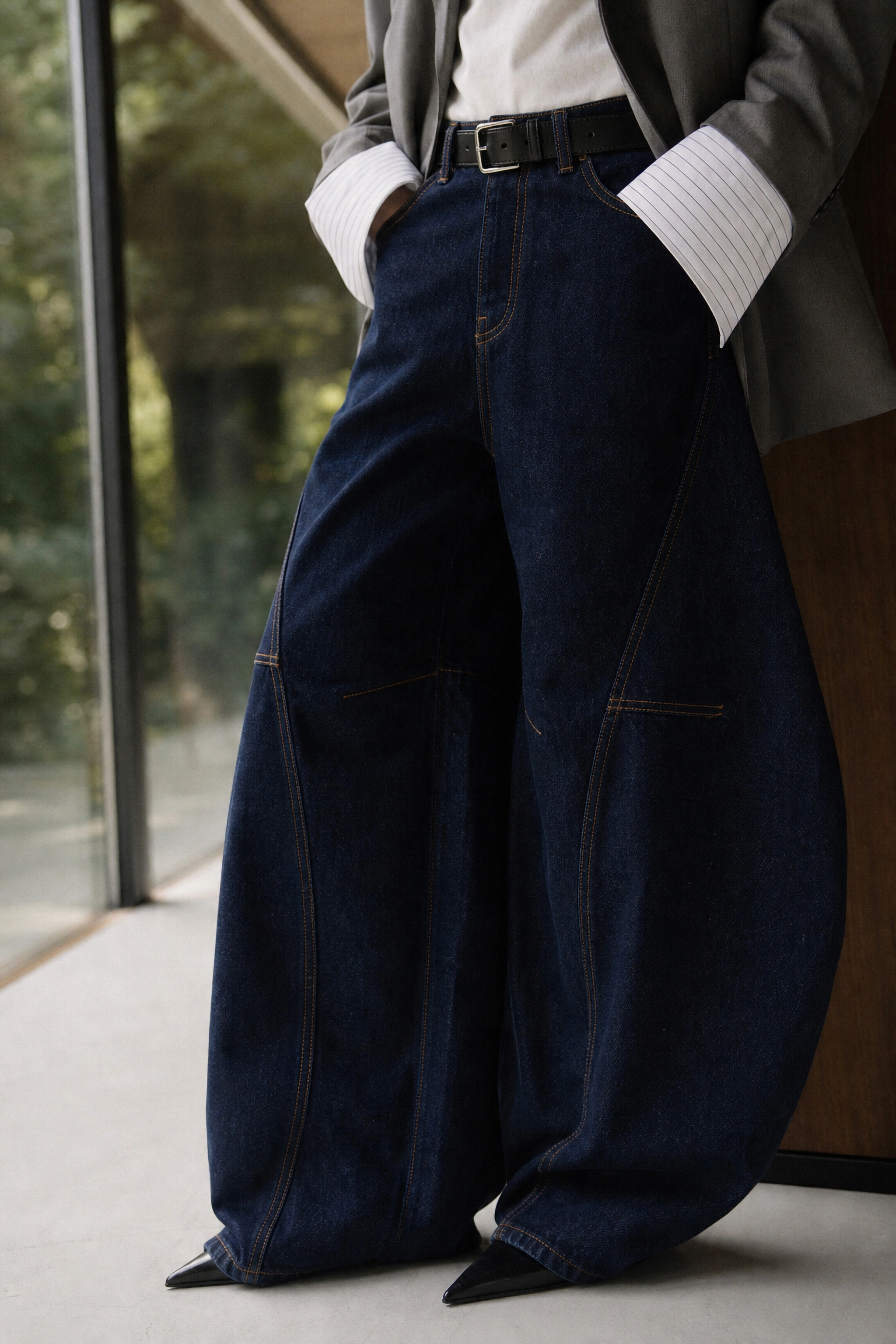 High‑Waist Wide Jeans