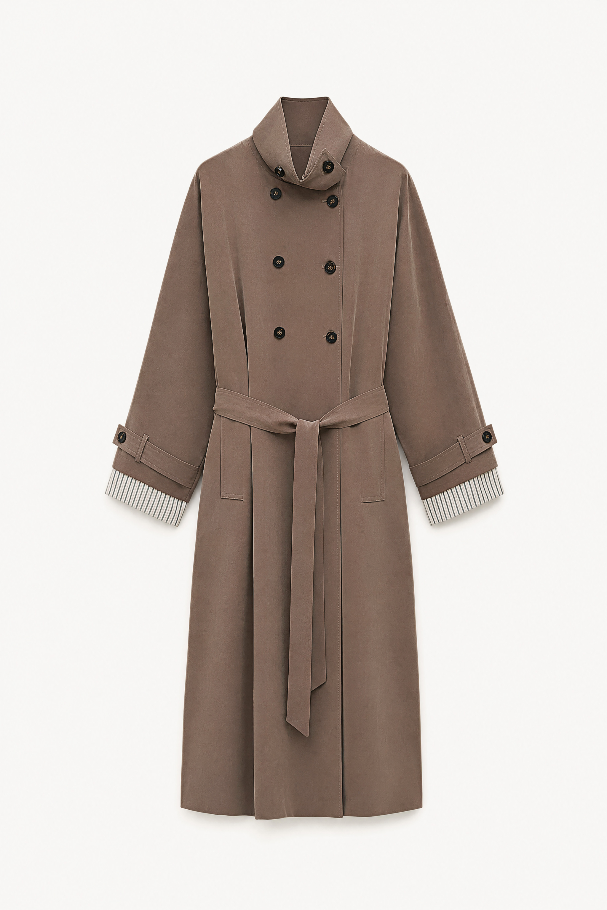 Midi Trench Coat with Stand Collar