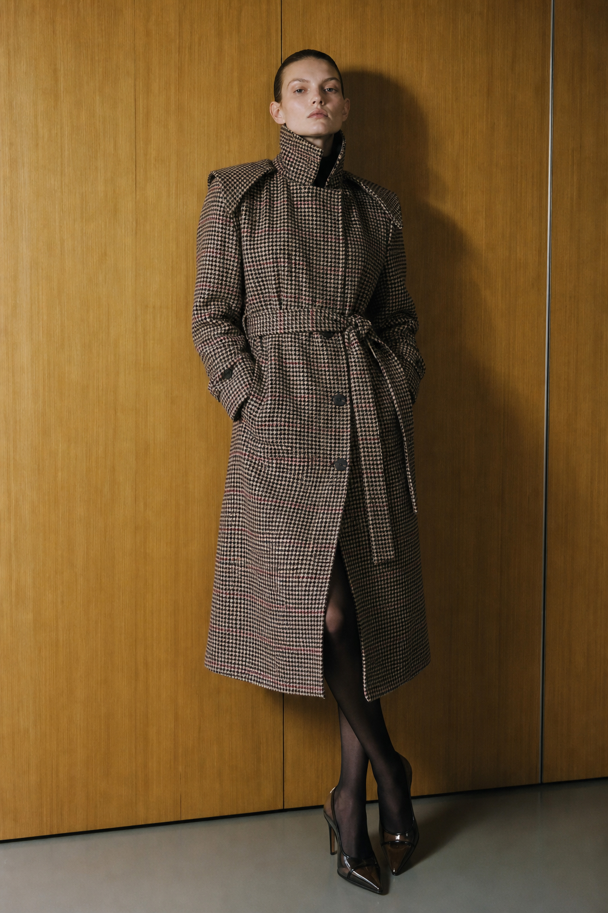 Midi Coat with Waist Belt