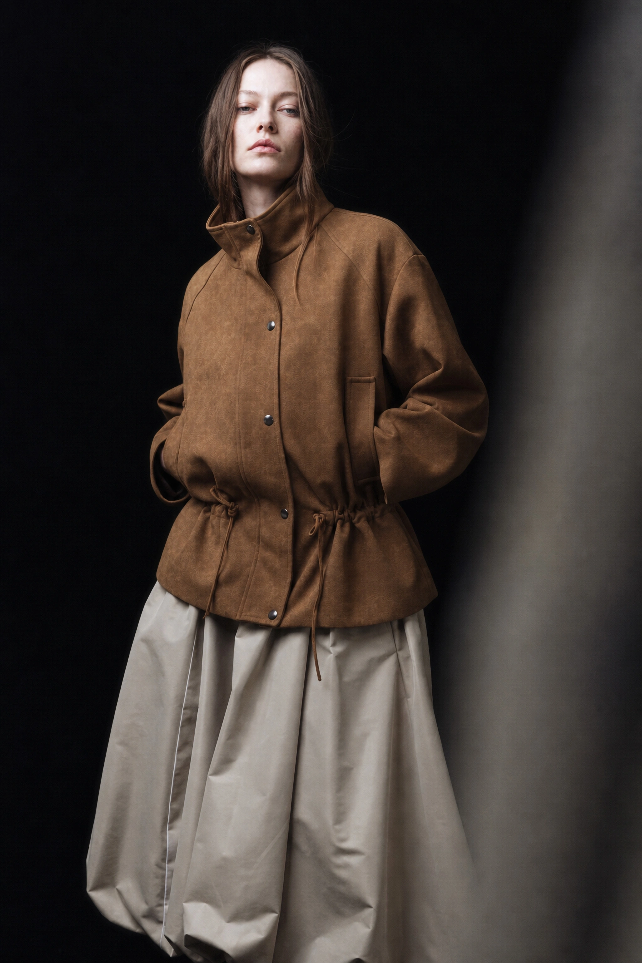 Short Coat with Stand Collar
