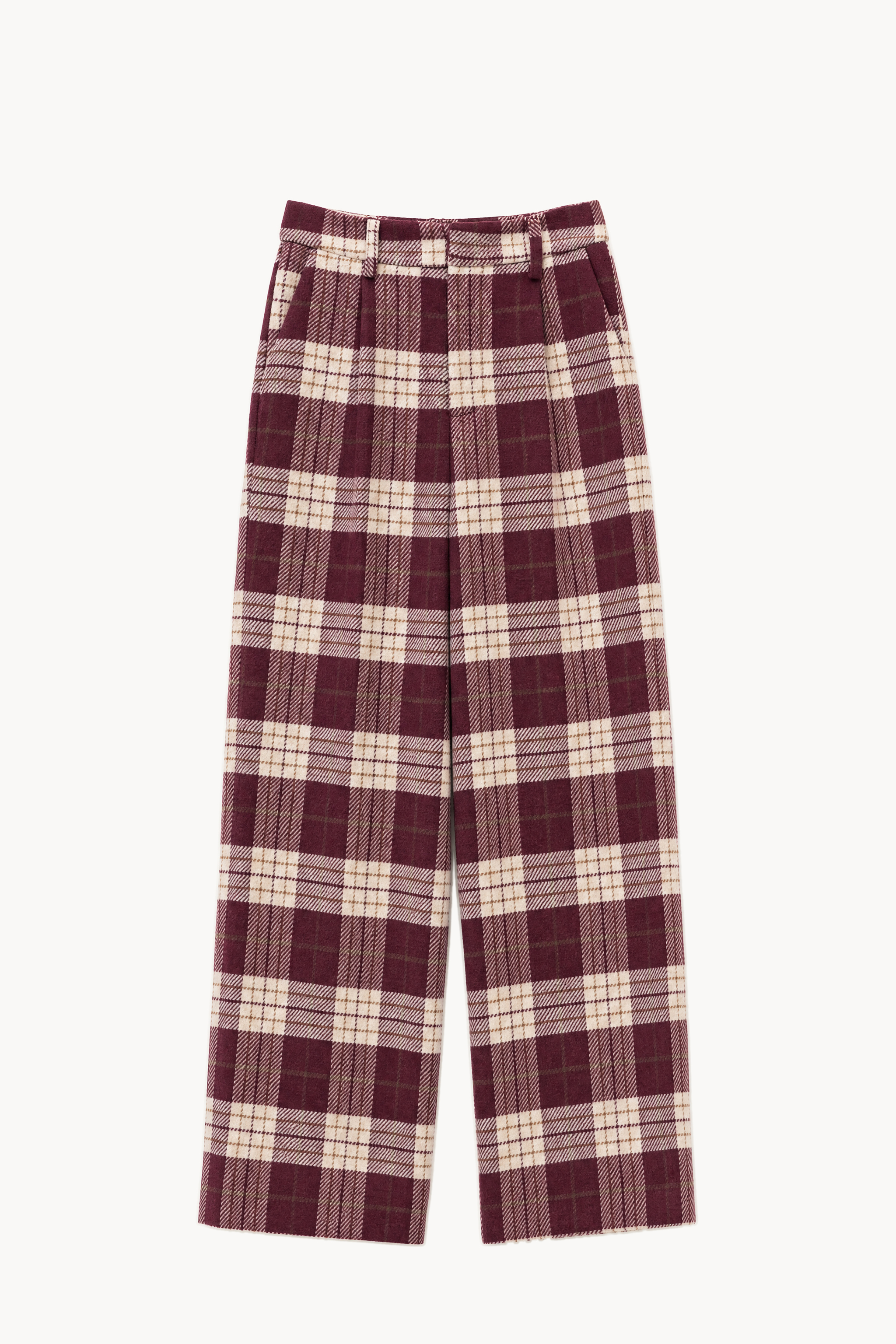 Wide-Leg Checked Trousers