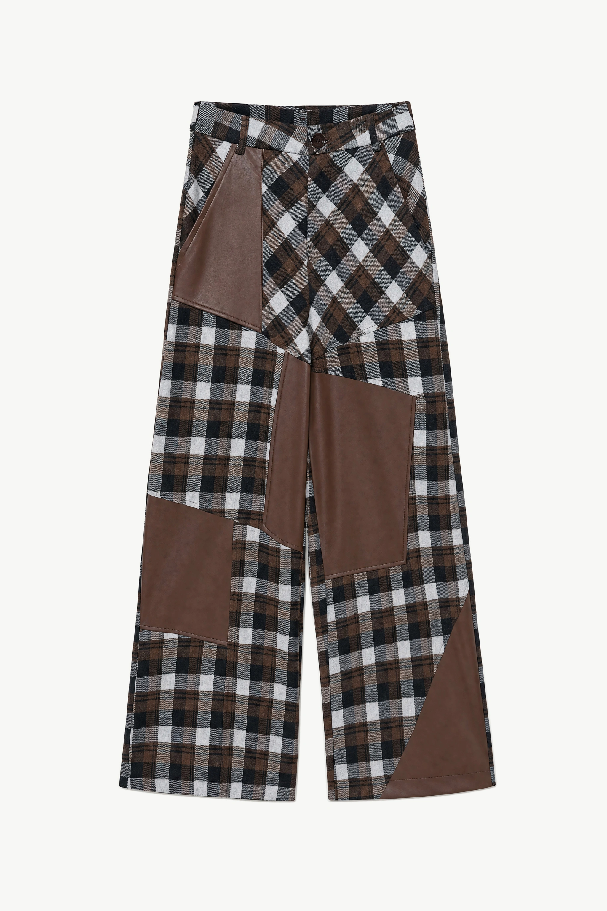 Wide-Leg Trousers with Contrast Insert