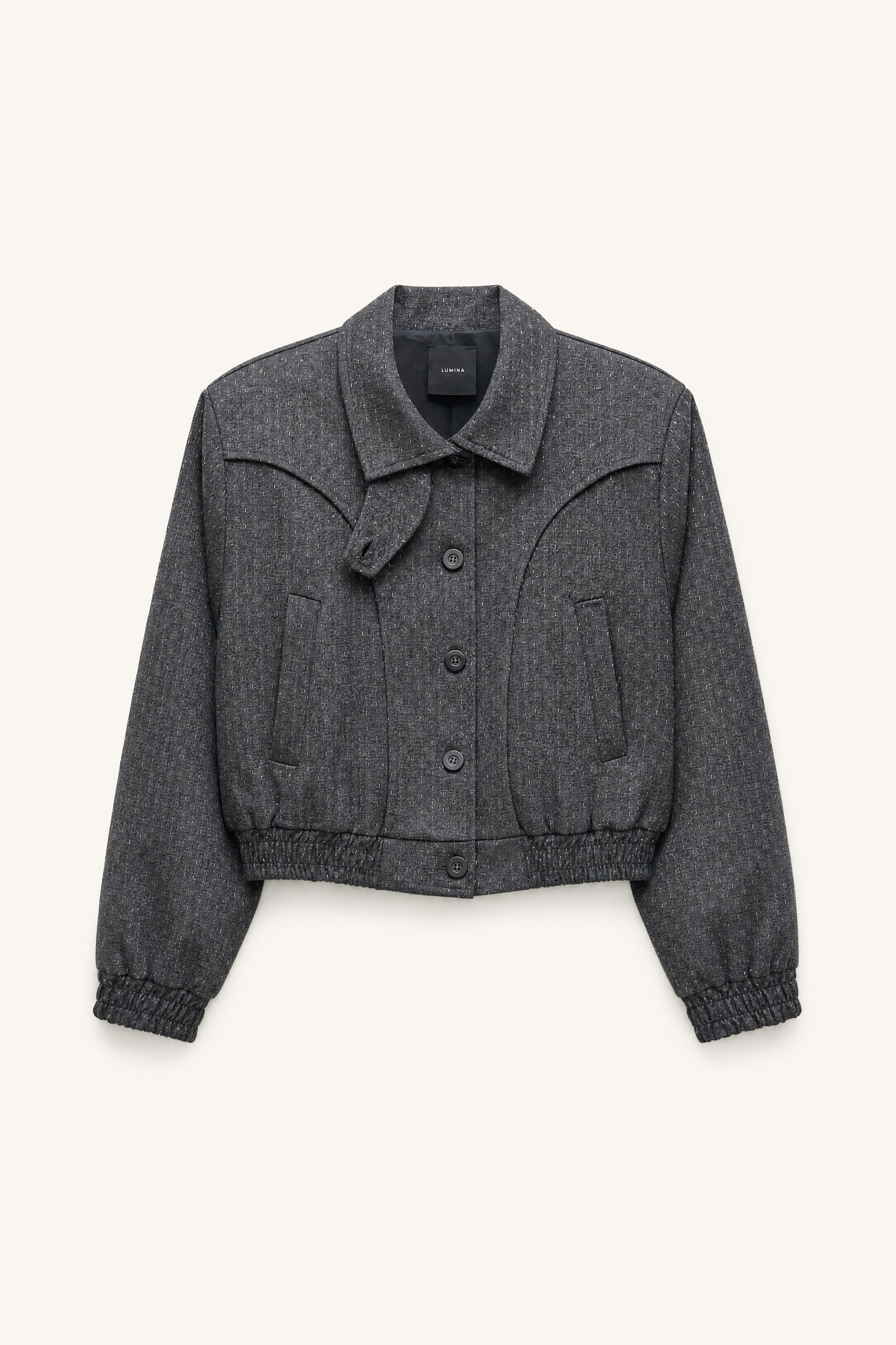Cropped Jacket with Stand Collar