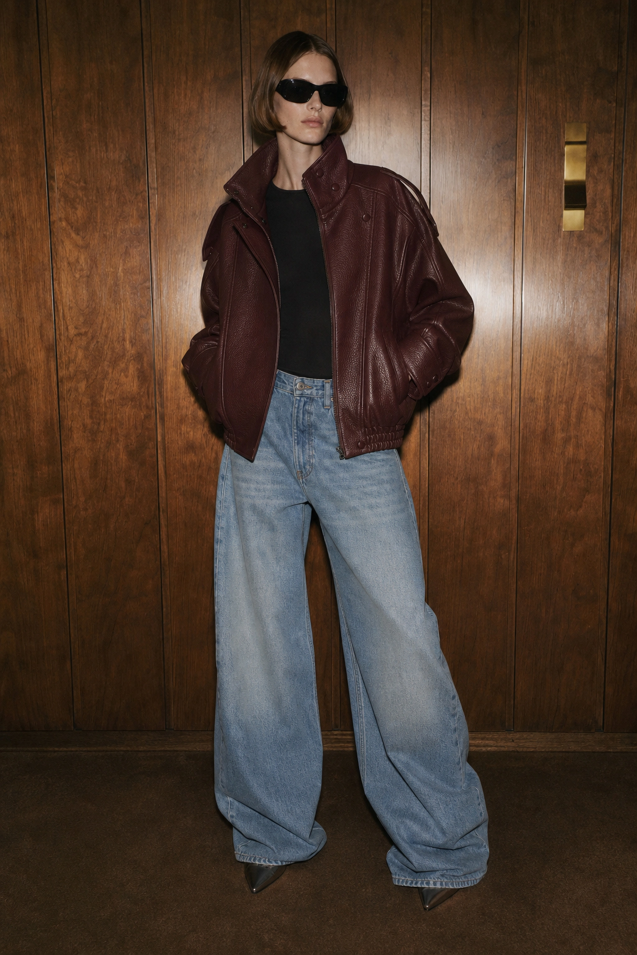 Oversized Faux-Leather Jacket