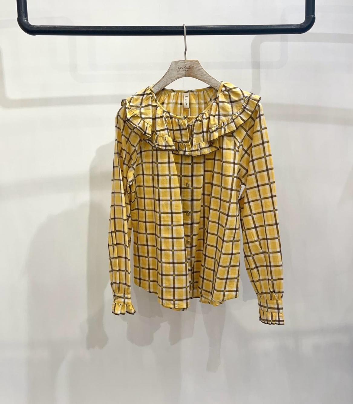 Bishop-Sleeve Ruffle Blouse