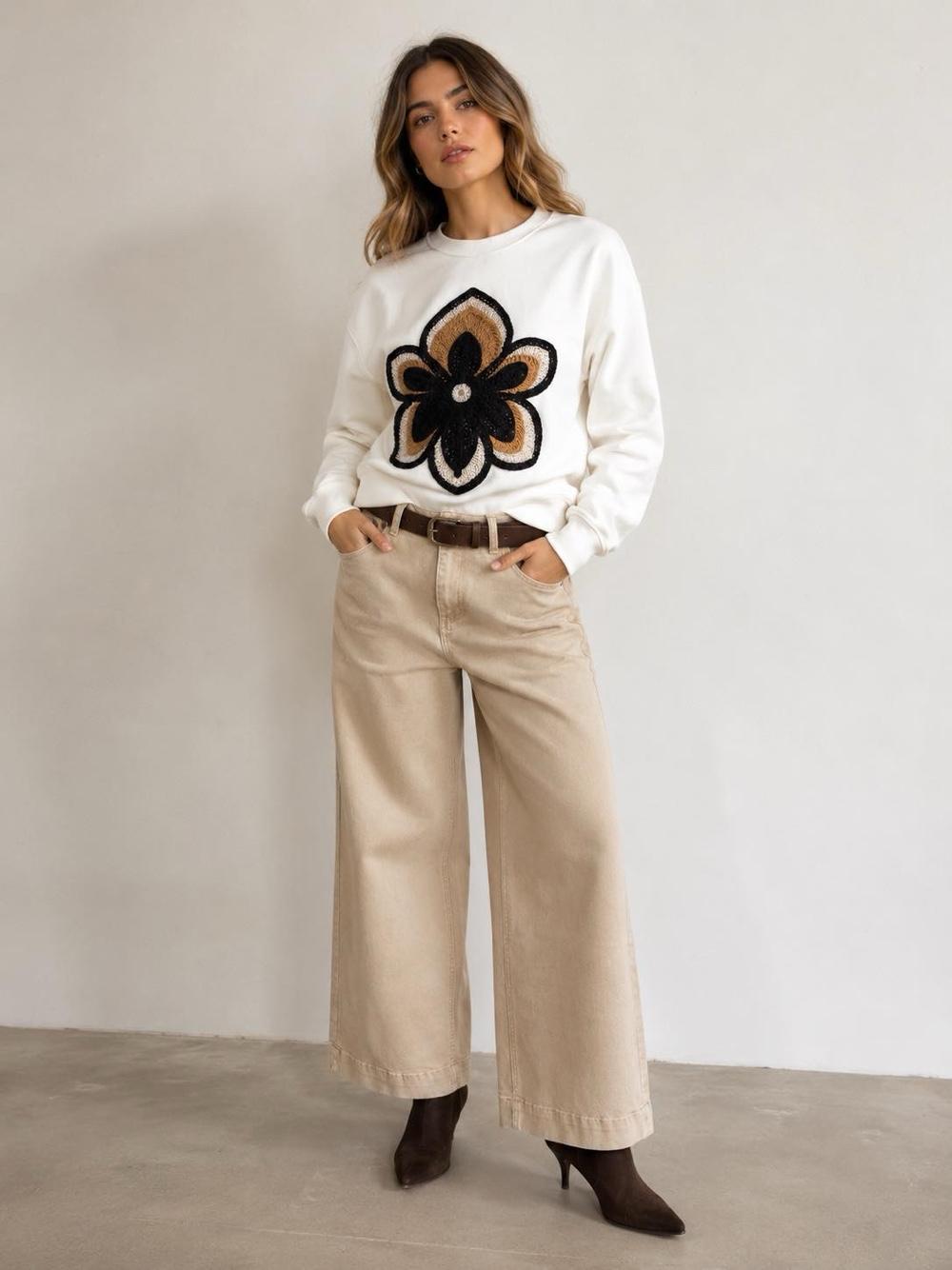 Embroidered Floral Sweatshirt