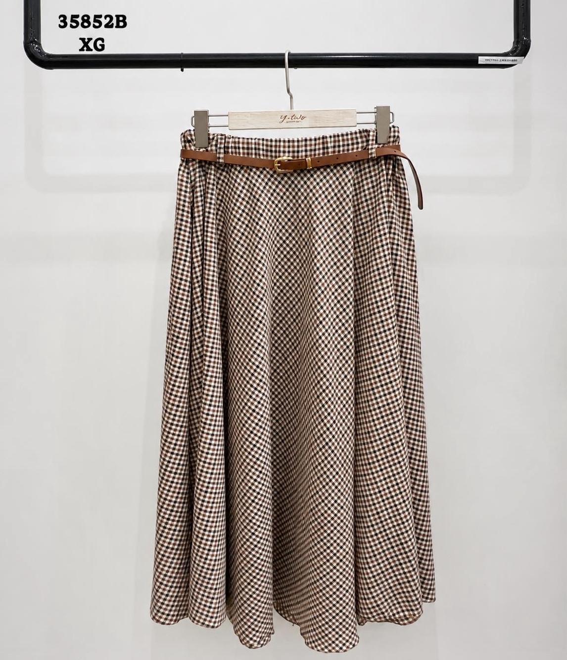 Pleated Flared Midi Skirt