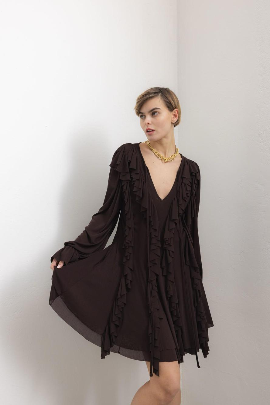 A-line Mini Dress with Ruffles