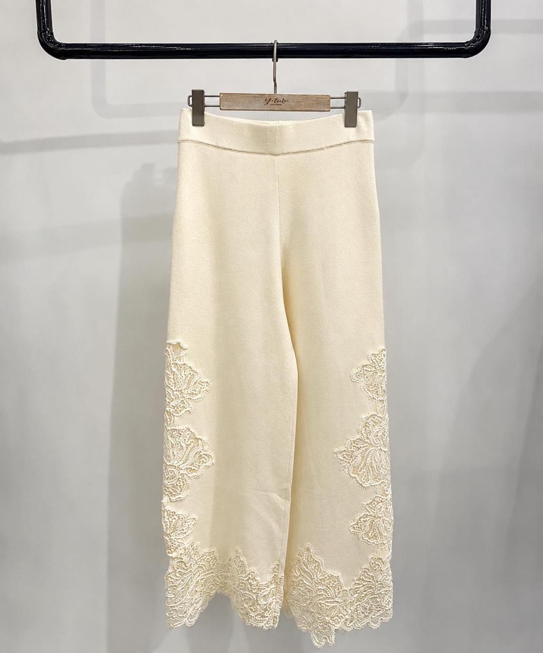 Straight Trousers with Lace Trim