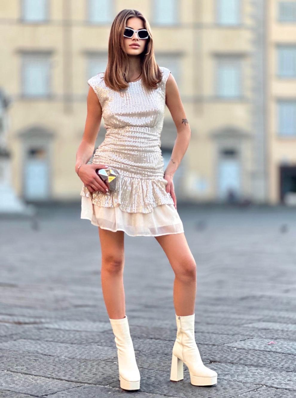 Fitted Mini Dress with Ruffle
