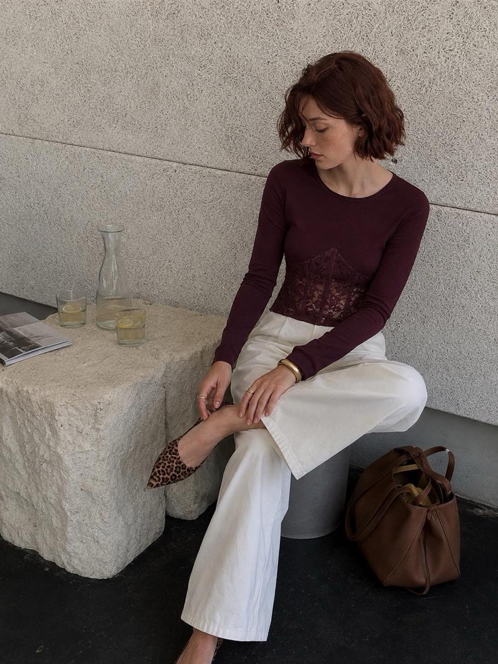 Fitted Lace-Trim Top