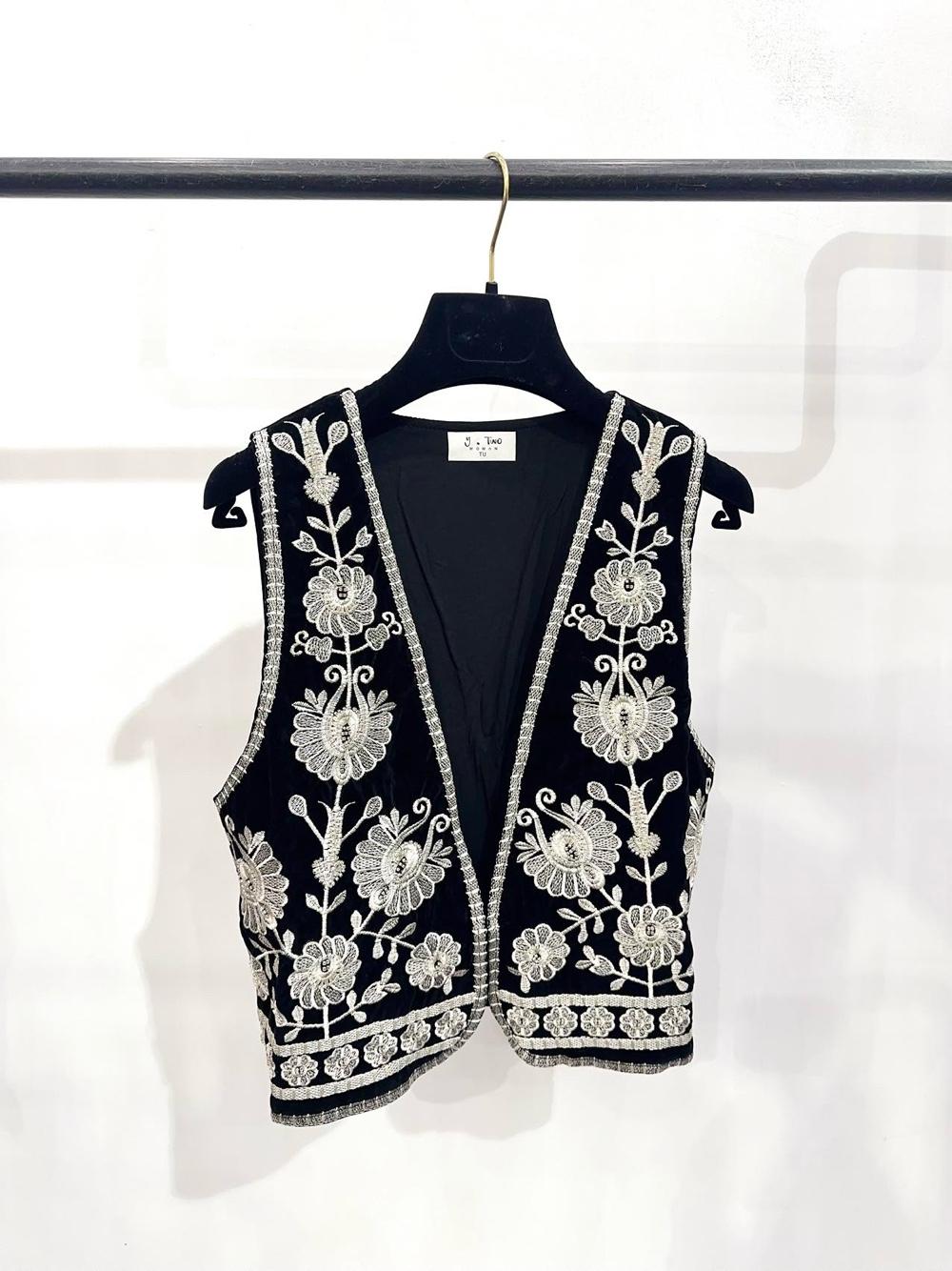 Embroidered V-Neck Vest