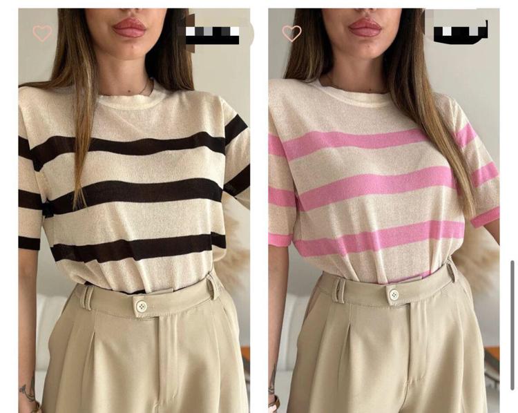 Cropped Striped Knit Sweater