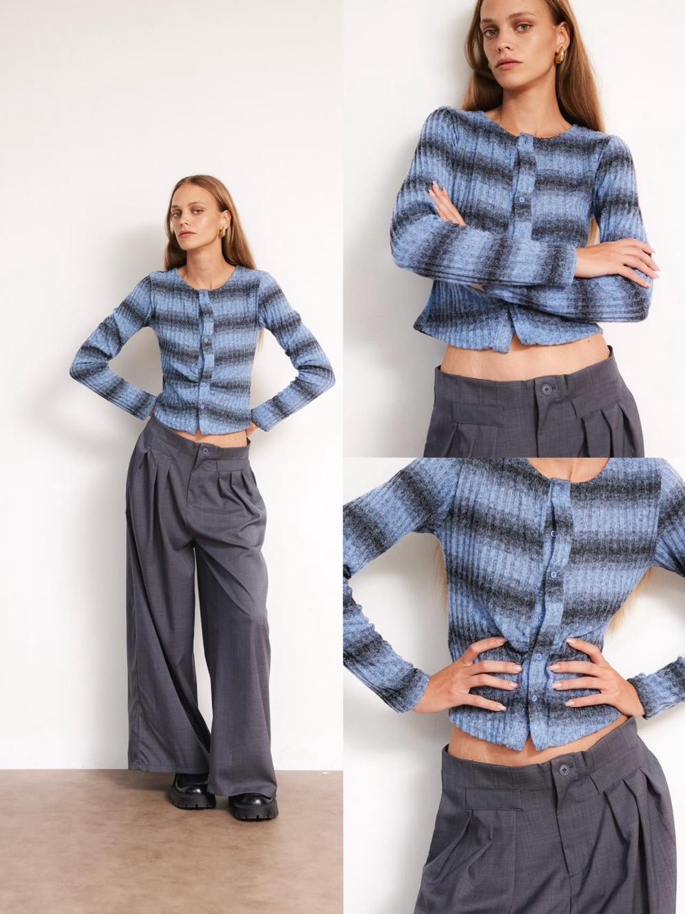 Striped Cropped Cardigan
