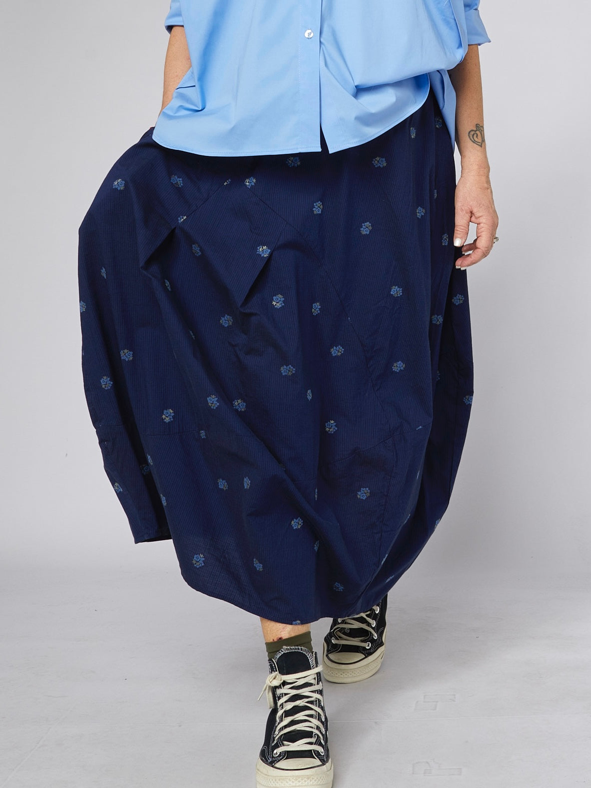 Midi Bubble Skirt with Floral Print