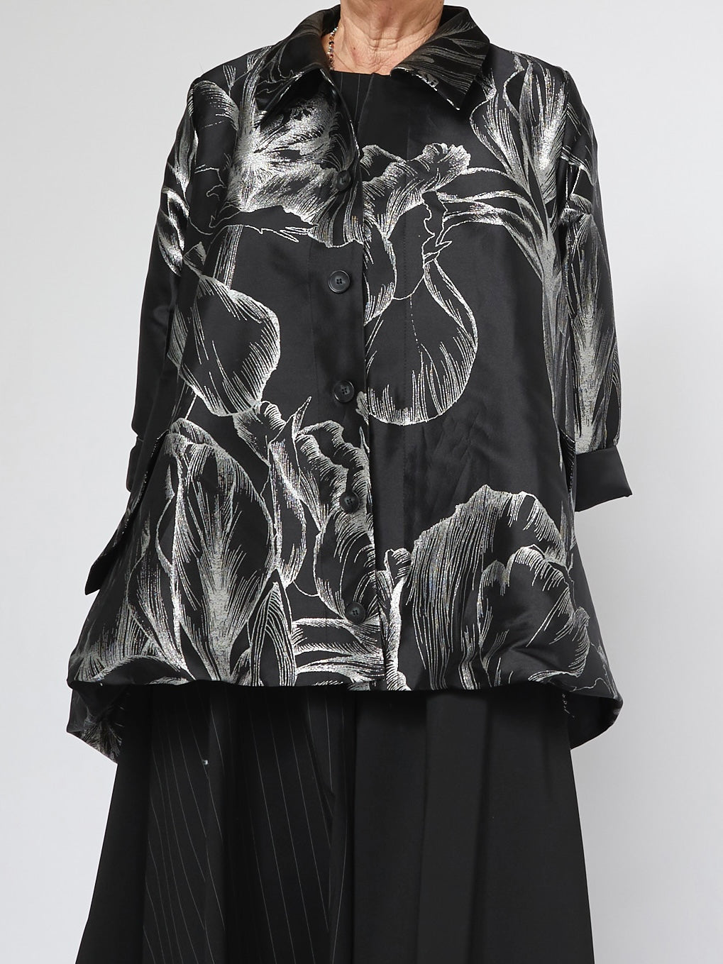 Oversize Jacket with Floral Motif
